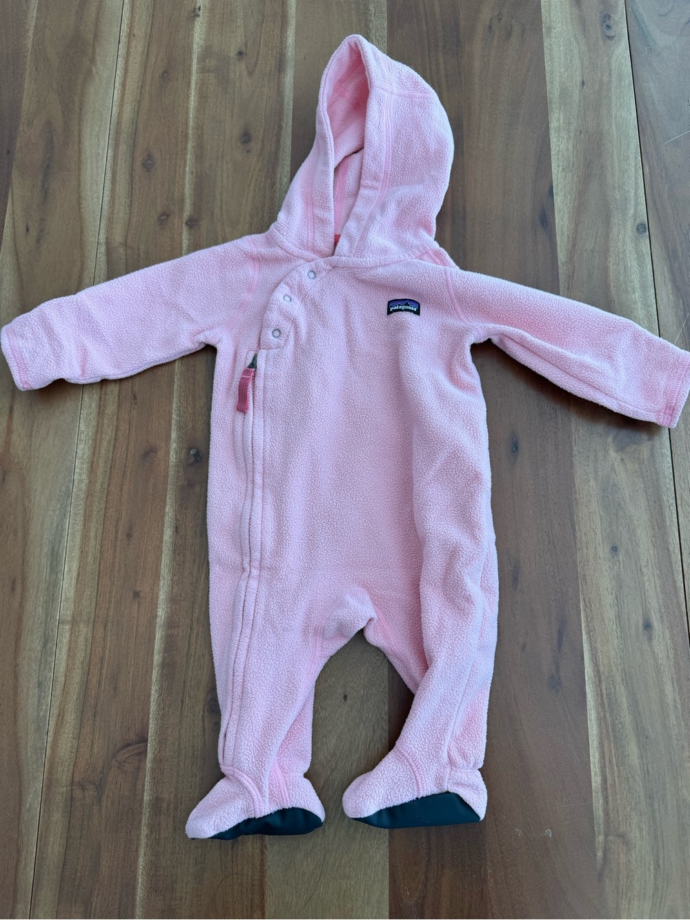 Patagonia Infant Micro D Bunting 0-3M Pink Hooded Fleece Footed One-Piece